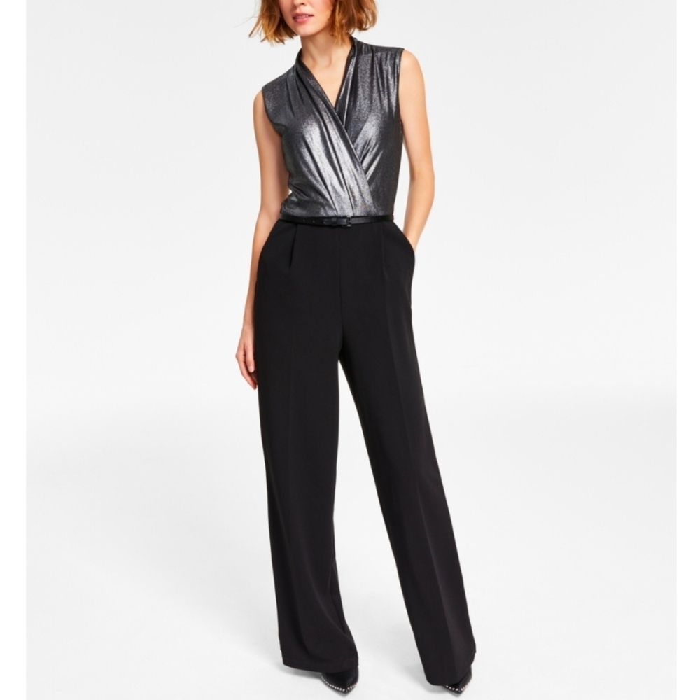 🔥Tommy Hilfiger | Black and Silver Straight Leg Jumpsuit